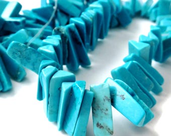 De-stash: Coolest Aqua Chalk Turquoise with Unique Triangular Shape, 15" strand