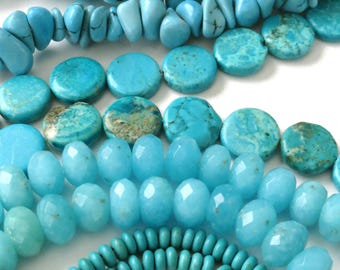 De-stash: Mix Lot of Ocean Aqua Beads, Turquoise (S), Glass - Beach Jewelry Making