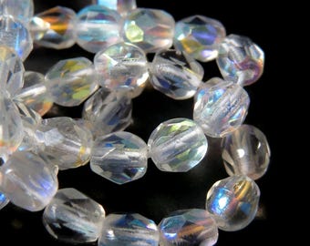 100pcs 4mm Clear Crystal AB Fire Polished Faceted Glass Beads