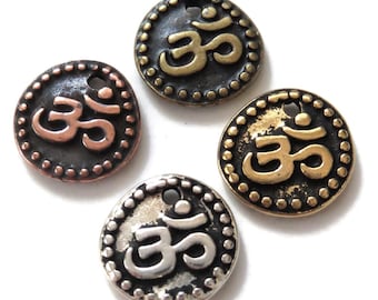 De-stash: OM Charms by TierraCast - Antiqued Silver, Copper, Gold and Brass