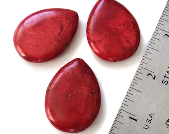 De-stash: 3 Large Deep Red Coral (S) Pendants, 12mm Pear Shape Pendant