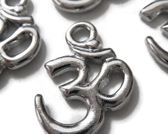 De-stash: 6 pcs OM Charms by TierraCast - Antiqued Silver