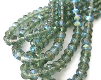 Seafoam Green Fire Polished Faceted Glass Bead - 3x5mm, 25 pcs