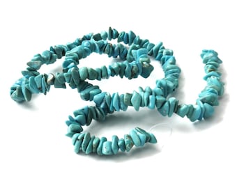 De-stash: Bright Aqua Chalk Turquoise Beads, Small Chip Shape, 4mm - 7mm, 18" total
