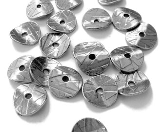 De-stash: 20 pcs Wavy Disk Spacer Beads, Dark Antiqued Silver - 10mm dia - Potato Chip Spacers