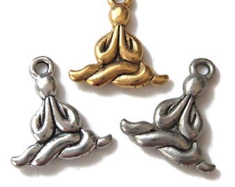 De-stash: 12 pcs Yoga Meditation Pendant Charms, Mixed Metal Silver and Gold