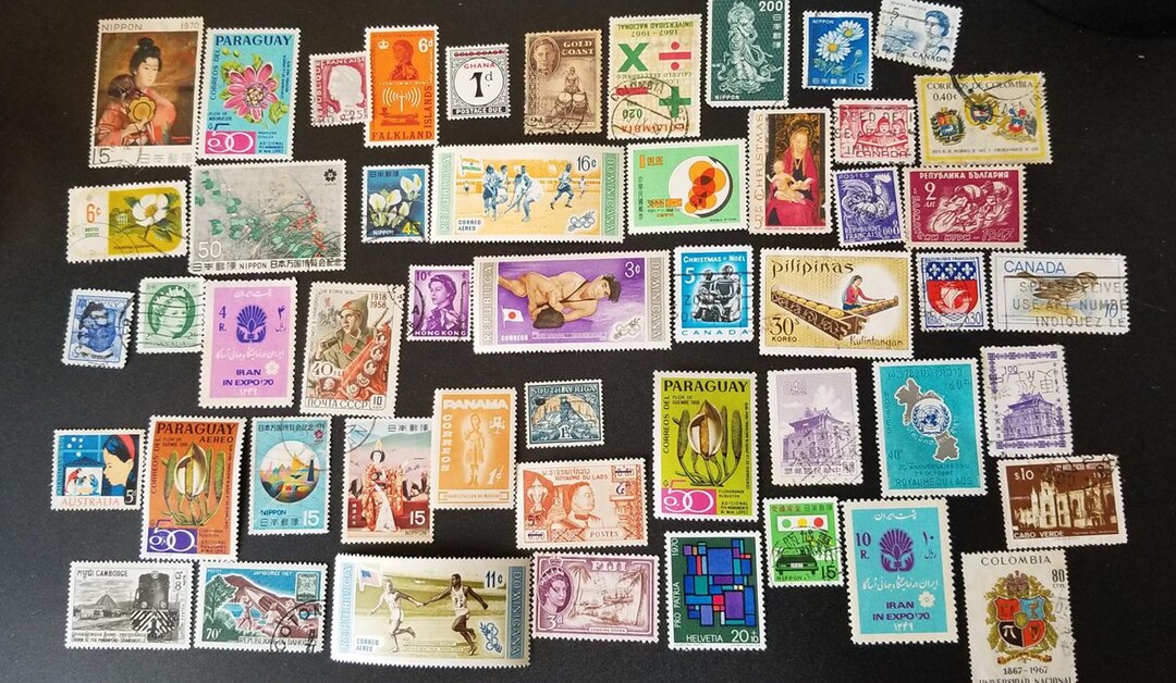 Vintage Worldwide Postage Stamps: Mixed Lot for Collecting & Crafts - Etsy