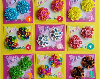 XL Bright Bouquet Earrings! Massive 1950s style colourful flowers handmade earrings by Luxulite