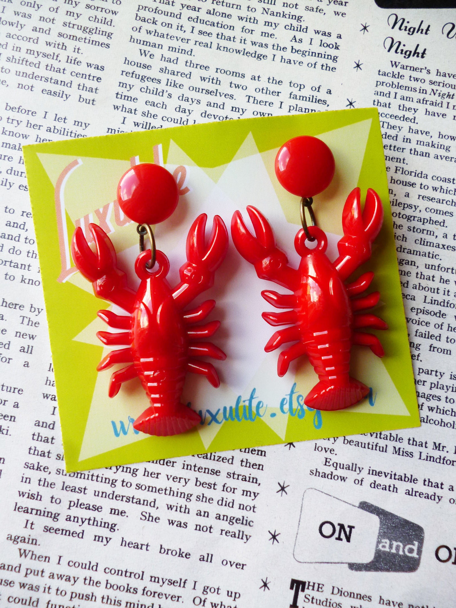 Classic Luxulite Novelty Red Lobster Earrings 1940's Etsy Australia