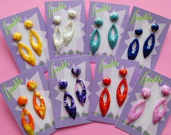 Classic Luxulite XL Killer Atomic drop earrings! 1950's super sassy vintage inspired pinup earrings