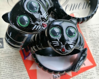 Big Cat Bangle!  Vintage-inspired bakelite fakelite Halloween cat bangle- 1940's 50's style by Luxulite