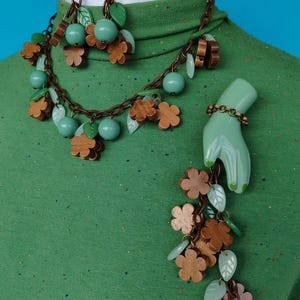 Sage Green Spring Separates -  Vintage-inspired bakelite fakelite hand brooch - necklace - earrings - bracelet 1930&#39;s 40&#39;s style by Luxulite
