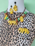 Rousseau the Leopard - Yellow Bakelite inspired necklace, brooch and earrings separates by Luxulite