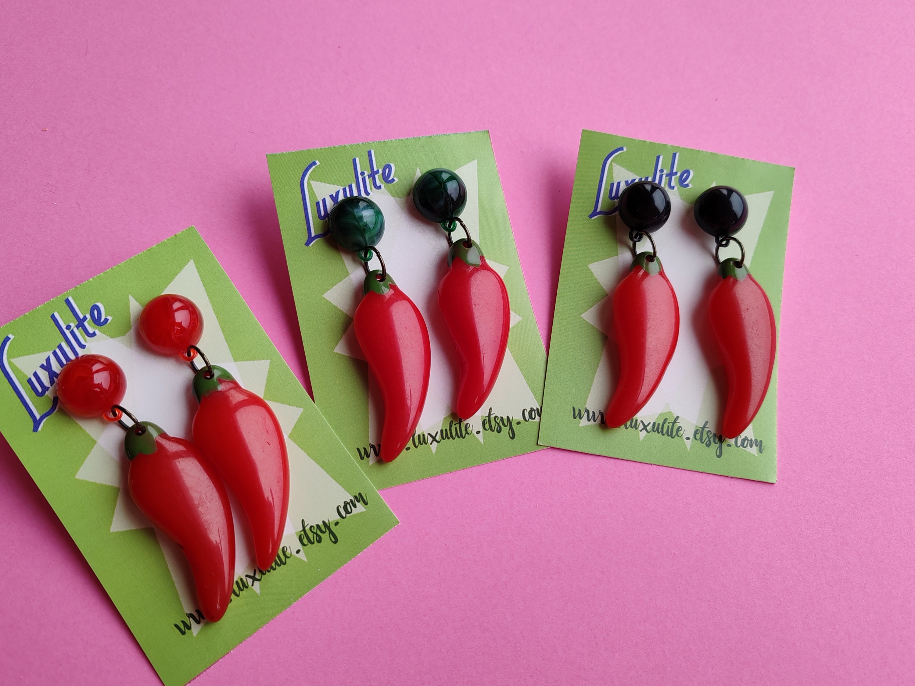 Red Hot Chillis 1940s 50s Carved Bakelite Fakelite Style Novelty
