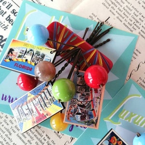 Wish you were here! 1940s 50s vintage postcards cascade brooch - inspired by kitsch USA souvenirs by Luxulite