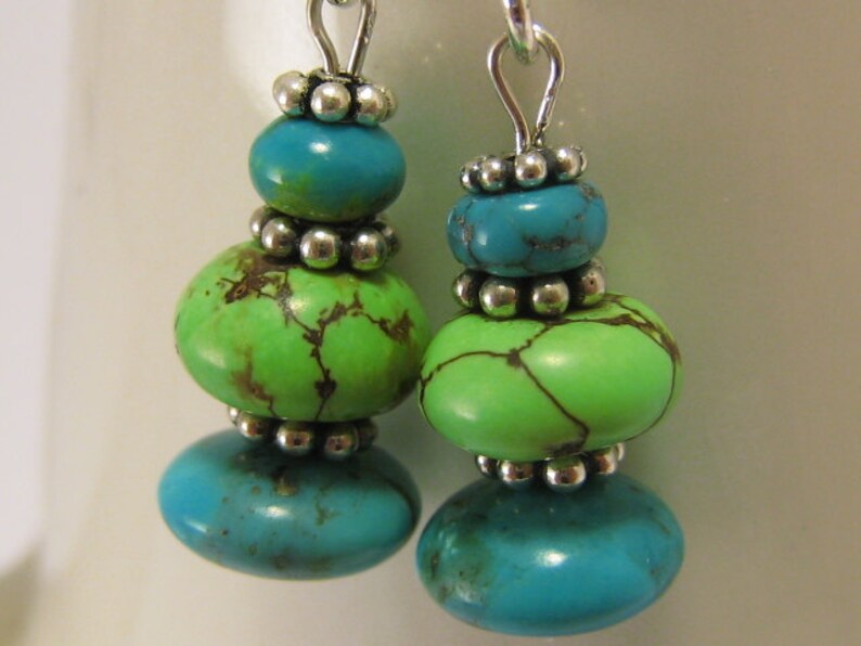 Modern Southwestern Turquoise Sterling Earring Dangles image 3