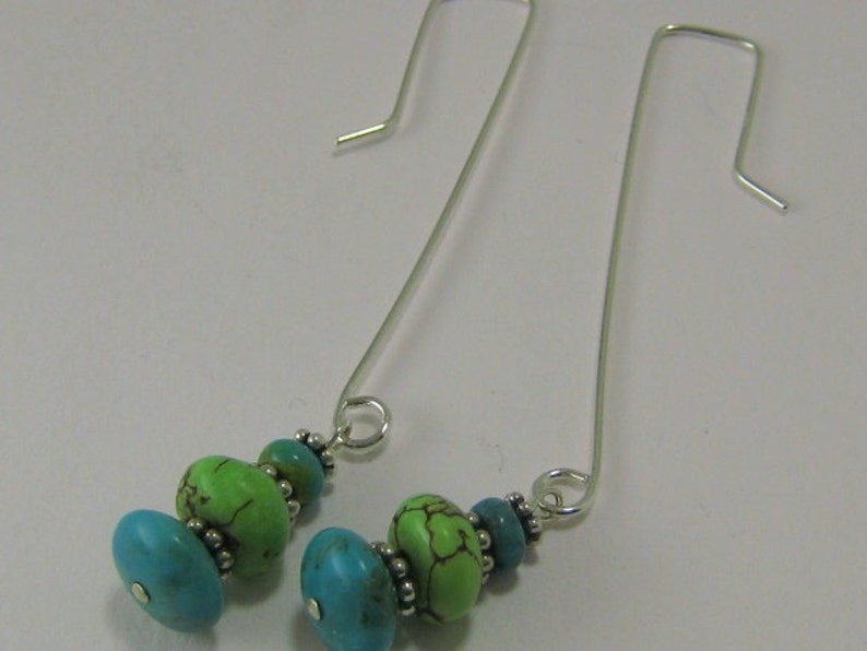 Modern Southwestern Turquoise Sterling Earring Dangles image 4