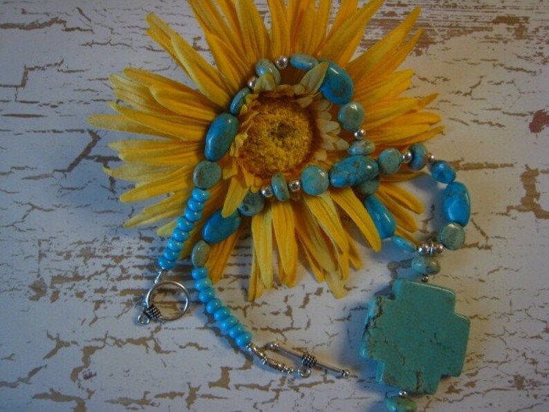 TURQUOISE CROSS NECKLACE image 1