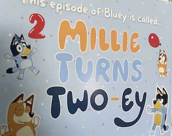 Pancarta de cumpleaños para niños pequeños de Bluey