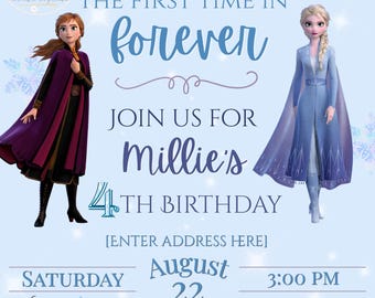 Invitación de cumpleaños con temática de Frozen + Menú de comida