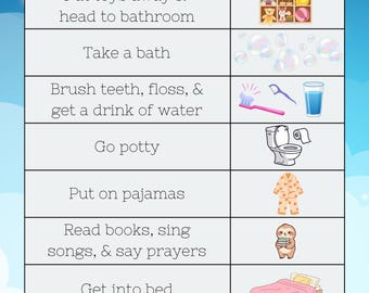 Tabla de rutina para la hora de dormir para niños pequeños