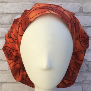 Satin lined bouffant Scrub Hat Cap for Women - Basketball 0009L