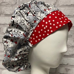 Bouffant Scrub Cap Hat for Women - Dogs Everywhere 0155