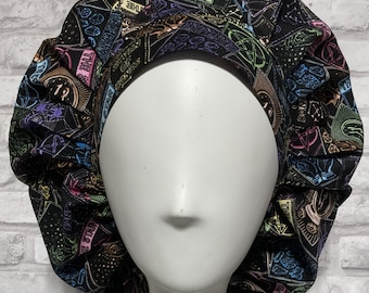 Tarot Card Satin Lined Scrub Cap: Bouffant Style Chemo/Surgical Hat