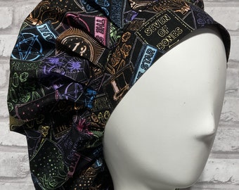 Tarot Cards Scrub Cap: Bouffant Style Nurse Hat