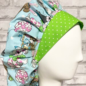 Bouffant Scrub Cap Hat for Women - Easter Puppies 0163