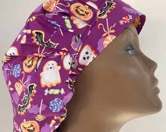 Halloween Cookie Scrub Cap: Bouffant Hat, Chemo/Surgical/Vet Nurse
