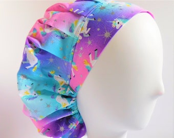 Scrub Hat Bouffant Cap for Women - Pastel Unicorns 0129