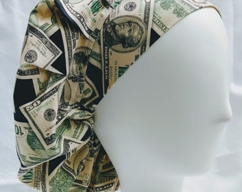Money Bouffant Scrub Hat Cap for Women bouffant - 0055