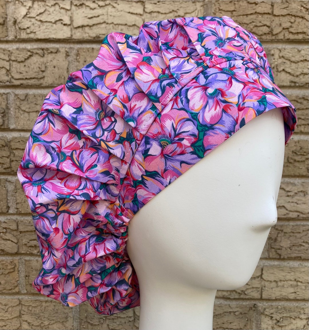 Bouffant Larger Scrub Caps for Women Pink Flowers Chemo Cap Surgical Nurse Cap 0010 Etsy