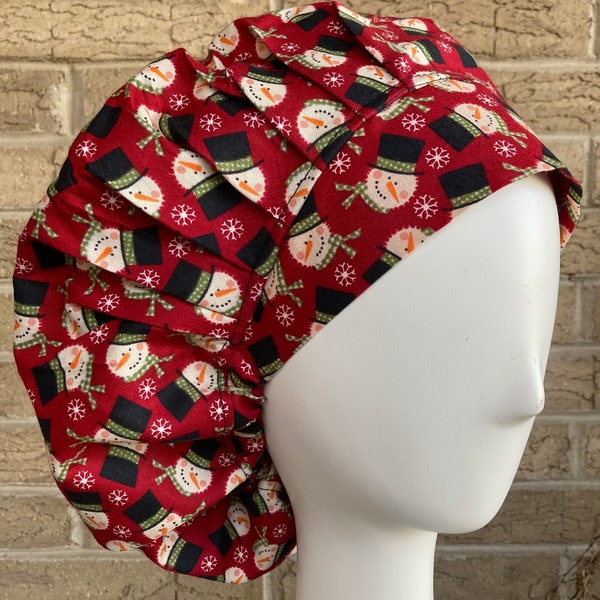 Snowflakes and Snowmen scrub cap bouffant - Christmas - 0012