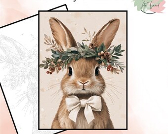 Color By Numbers Cute Bunny, Coloring Activity, Adults Coloring Pages, Paint By Numbers Gift