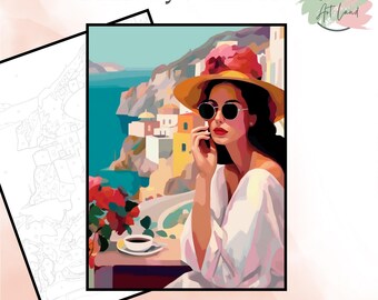 Amalfi Coast View, Paint By Numbers, Coloring Pages, Color By Numbers, Adults Coloring Pages, Home Wall Decor