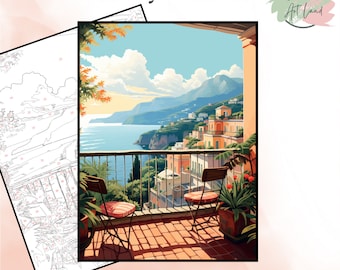 Balcony View Paint By Numbers, House Coloring Pages, Color By Numbers, Adults Coloring Pages, Home Wall Decor