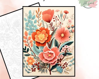 Wilde bloemen schilderen, schilderen op nummer, bloemen kleurplaten, kleuren op nummer, kleurplaten voor volwassenen, huismuurdecoratie