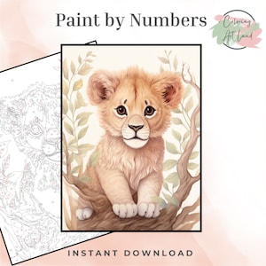 Cute Lion Paint By Numbers, Animal Coloring Pages, Color By Numbers, Adults Coloring Pages, Kids Coloring Sheets, Home Wall Decor