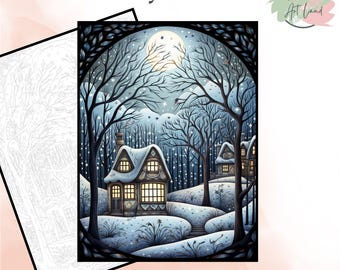 Naive Night Landscape Paint, Paint By Numbers, Coloring Pages, Color By Numbers, Adults Coloring Pages, Home Wall Decor