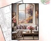 Home Decor Paint By Numbers, House Coloring Pages, Coloring Sheet, Adults Coloring Pages, Color By Number, Wall Art