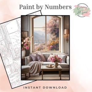 Home Decor Paint By Numbers, House Coloring Pages, Coloring Sheet, Adults Coloring Pages, Color By Number, Wall Art