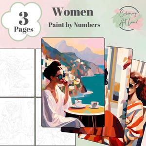 3 Women Painting, Paint By Numbers, Coloring Pages, Color By Numbers, Adults Coloring Pages, Home Wall Decor