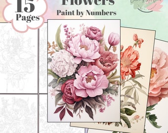 15 bloemenverf op nummer, bloemkleurplaten, kleurplaten volwassenen, kleurplaten voor kinderen, kleurplaten bloemen, kleurnummers bloemen