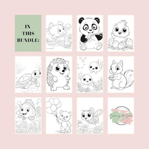 K&ouml;nnte beinhalten: Ein Set mit 10 Schwarzwei&szlig;-Malvorlagen mit niedlichen Tieren, darunter eine Schildkr&ouml;te, ein Igel, ein Panda, ein Fisch, eine Biene, ein Eichh&ouml;rnchen und mehr. Die Seiten sind perfekt f&uuml;r Kinder, die gerne malen und eignen sich hervorragend zur Entwicklung der Feinmotorik.