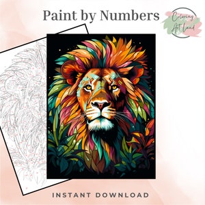 Lion Paint By Numbers, Animal Coloring Pages, Color By Numbers, Adults Coloring Pages, Kids Coloring Sheets, Home Wall Decor
