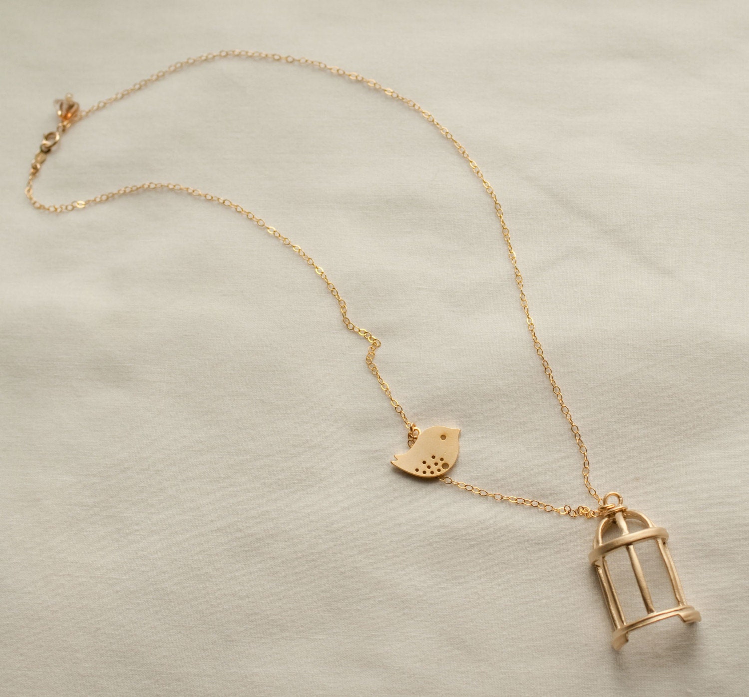 Gold Flown the Coop Pendant Necklace - Etsy