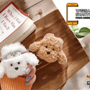 Cartoon Teddy Dog Earphone Case | Fluffy Pods Cover | 3D Silicone Protective Shell | Wireless Earbuds Sleeve | Anti-Lost Holder Keychain