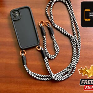 bandoulière pour portable avec bandoulière réglable | Protège-longue mains libres pour appareil | Housse en silicone durable | Accessoire pour porte-collier